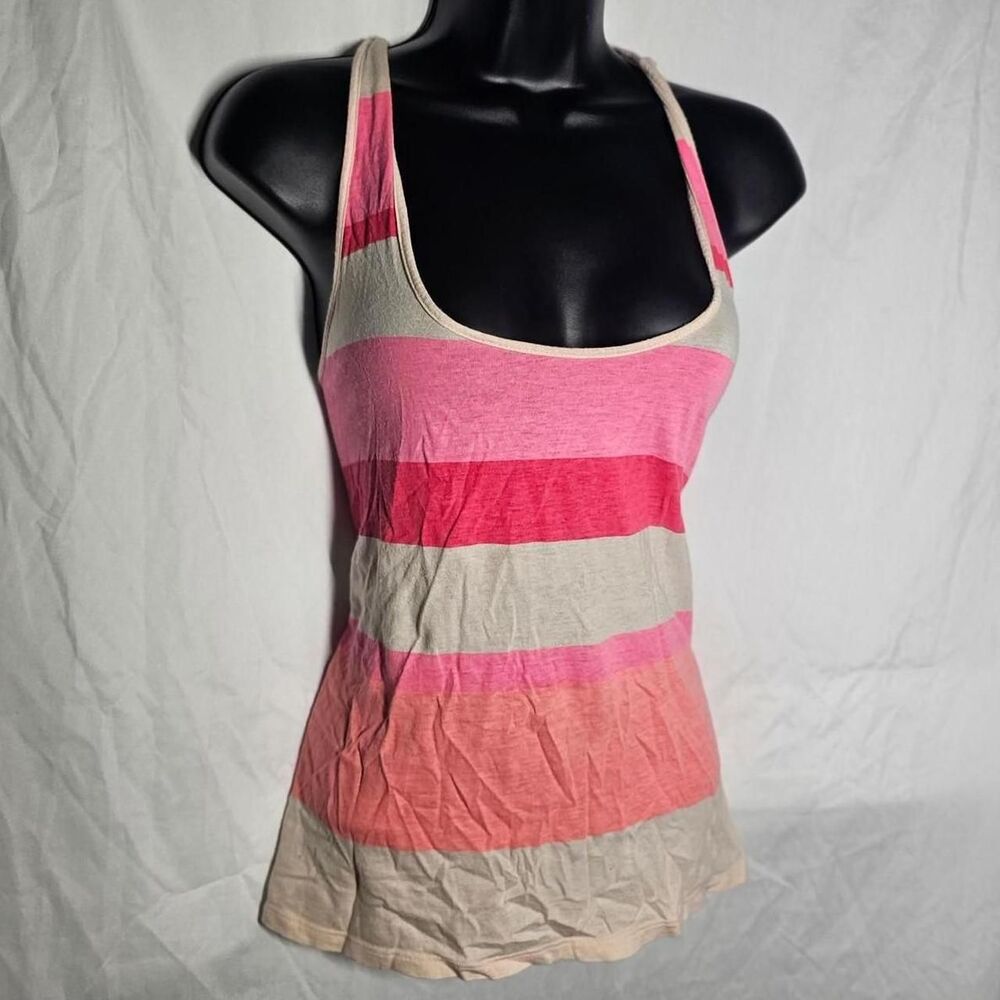 SO clothing pink white striped racerback tank top